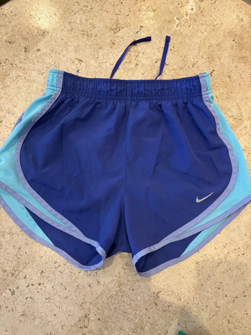 Nike Women's Royal Blue Athletic Shorts with Light Blue Trim